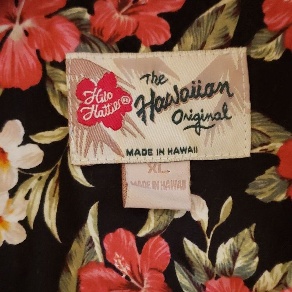 Hilo Hatties Men Hawaiian Shirt Black Pink Hibiscus Print Size XL - Picture 7 of 8